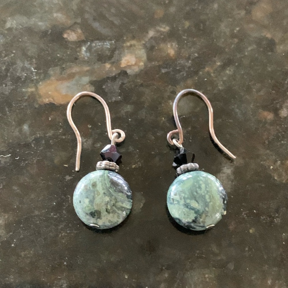 Trisha Waldron Green Jasper Earrings